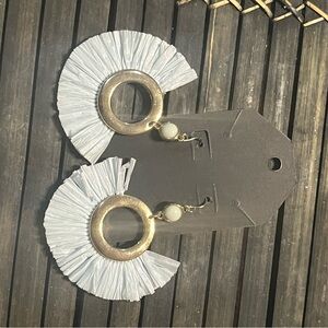 White fringe earrings